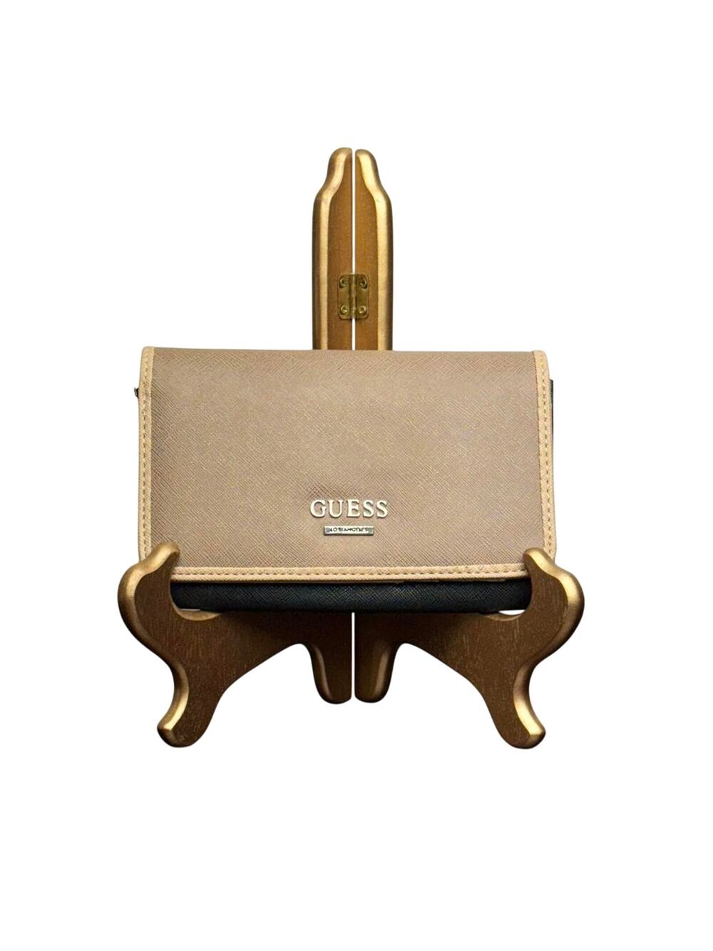 Brown & Black Guess Leather Wallet - Size 6.5" x 4"
